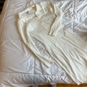 White Collared Sweater Dress - Size Small
